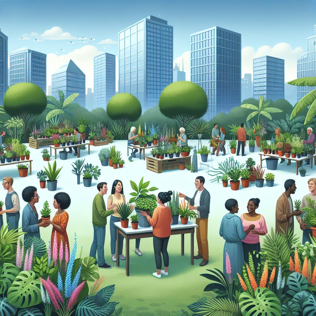 Plant swapping event illustration.