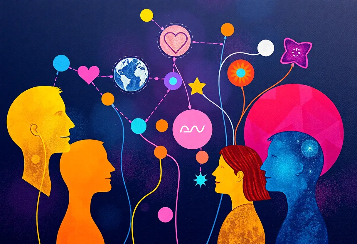 Colorful abstract concepts representing emotional connections in marketing.