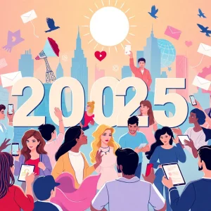Illustration of diverse influencers promoting brands on social media