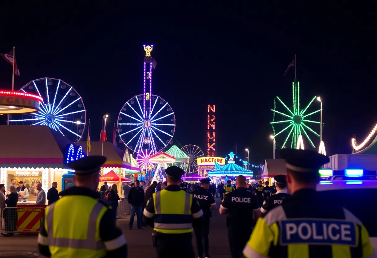 Scene at the Michigan State Fair with police presence