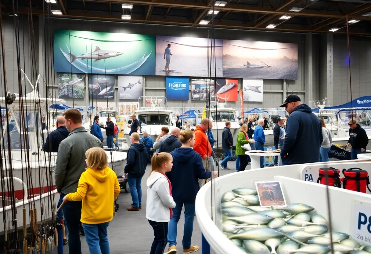 Visitors enjoying the Ultimate Fishing Show in Novi, Michigan