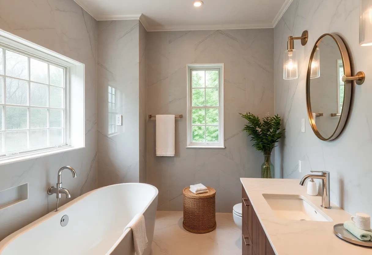 A modern remodeled bathroom with luxury fixtures