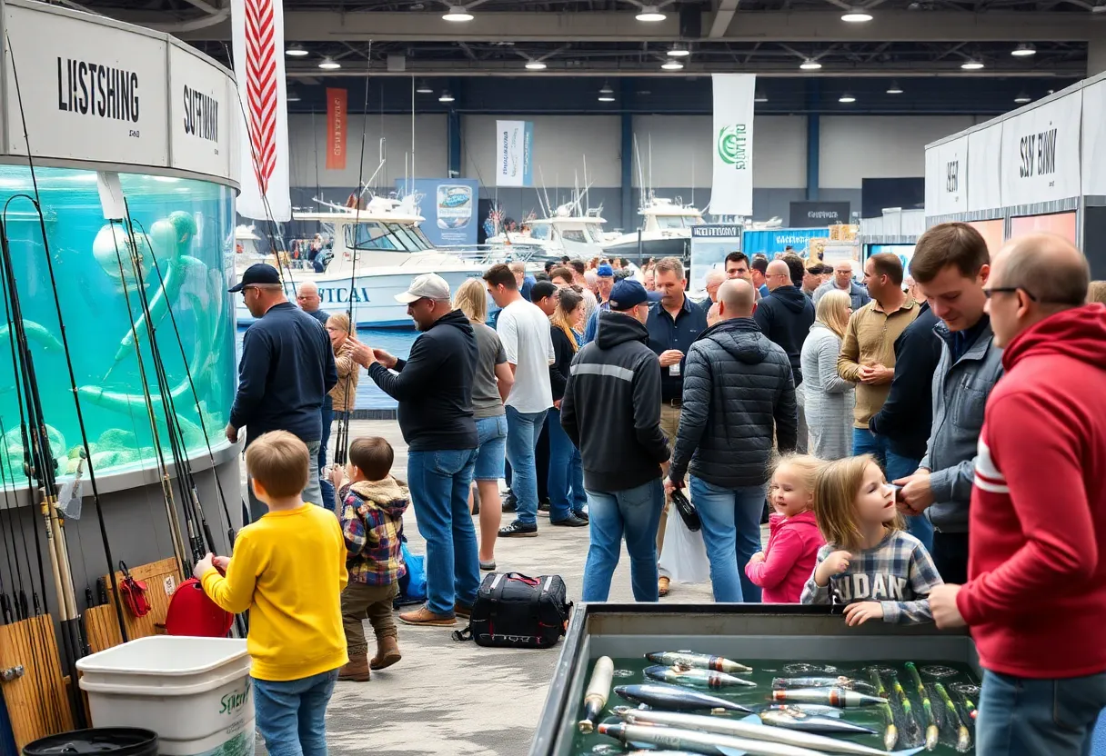 Families enjoying the Ultimate Fishing Show in Novi, Michigan