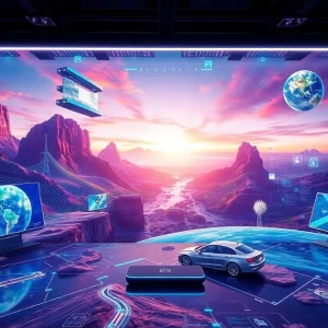 Immersive digital landscape showcasing virtual reality marketing tools.