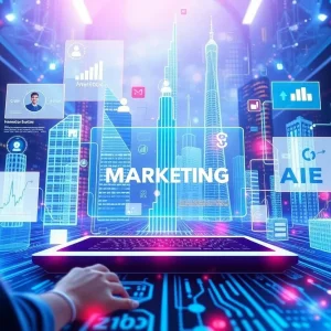 Futuristic depiction of AI marketing technologies