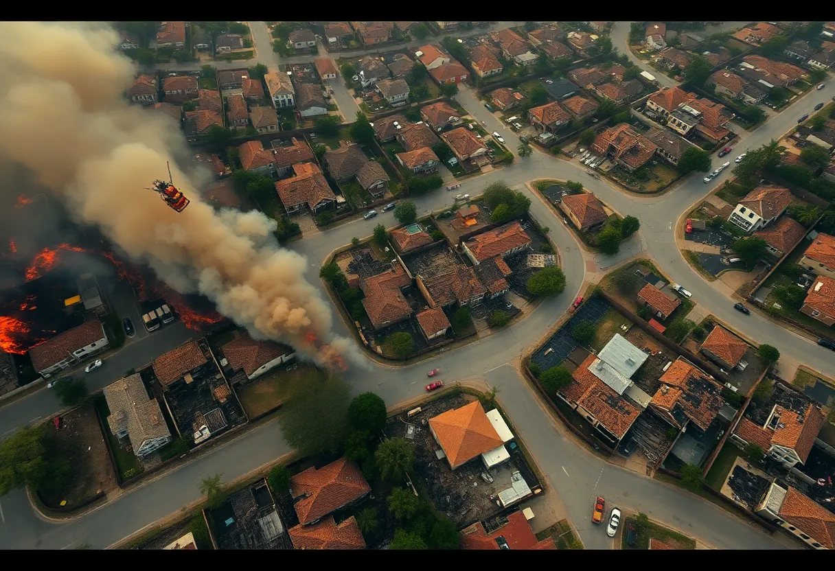 Aerial view of California's wildfire destruction