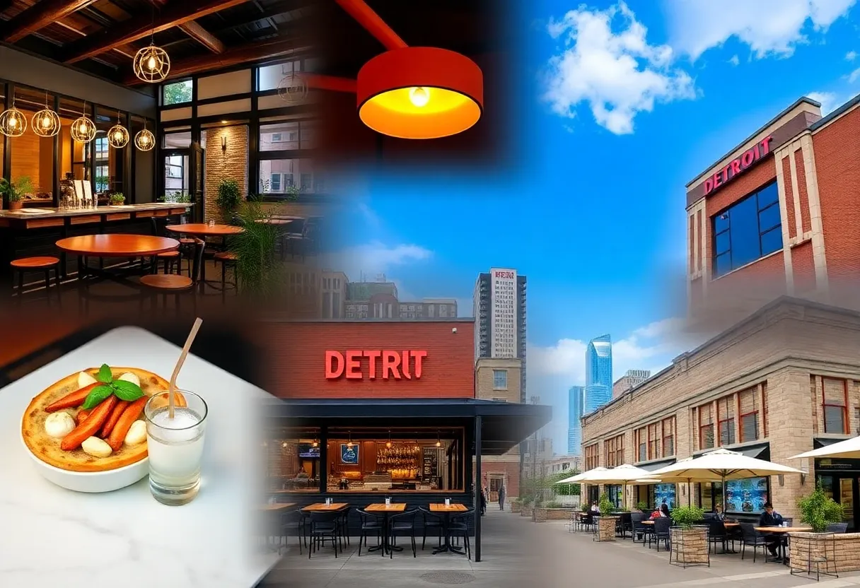 A lively restaurant scene showcasing diverse dining options in Detroit.