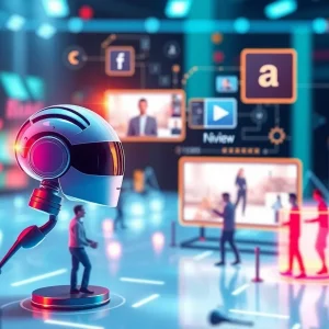 A collage representing digital marketing trends like AI, video content, and sustainability for 2025.