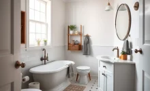 Renovated bathroom with modern fixtures and decor