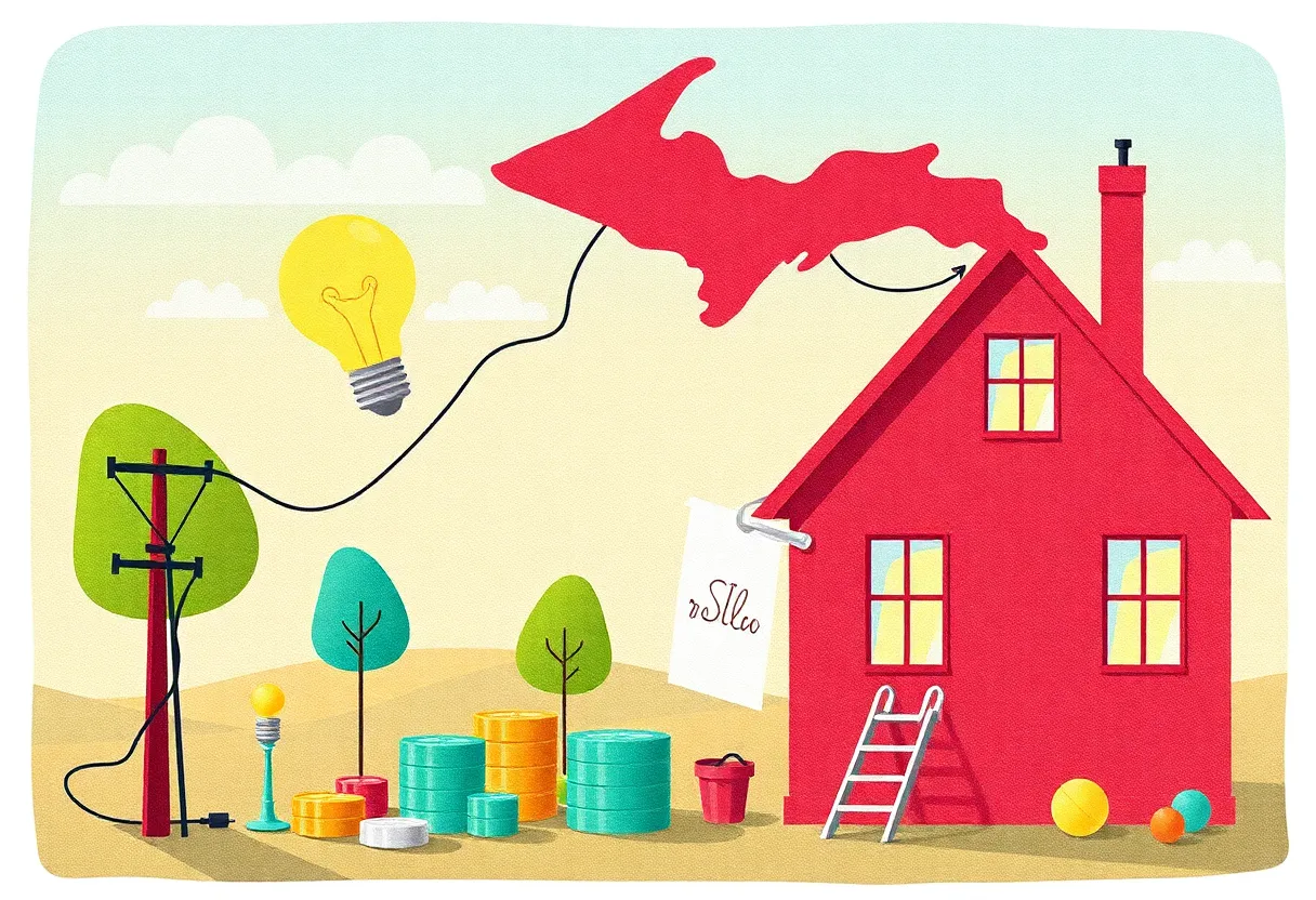 Conceptual illustration of rising energy costs in Michigan