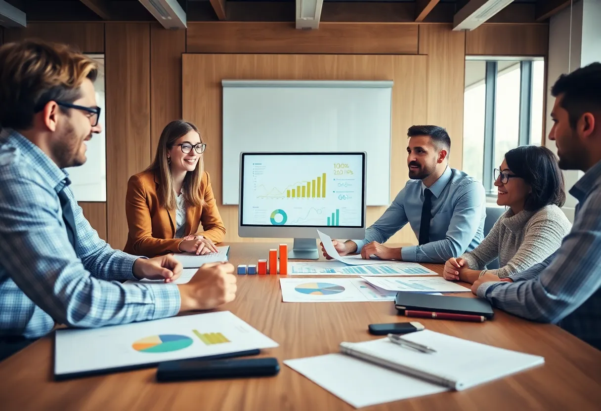 Marketers discussing budget strategies
