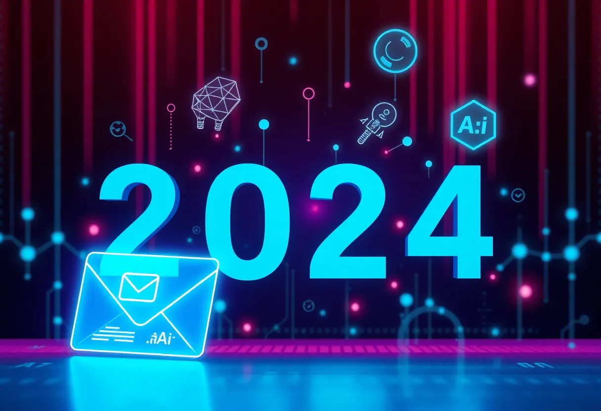 Futuristic illustration of email marketing transformation with AI.