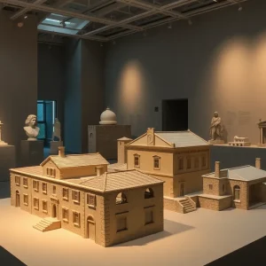 Art exhibition showcasing white sculptures related to the Holocaust