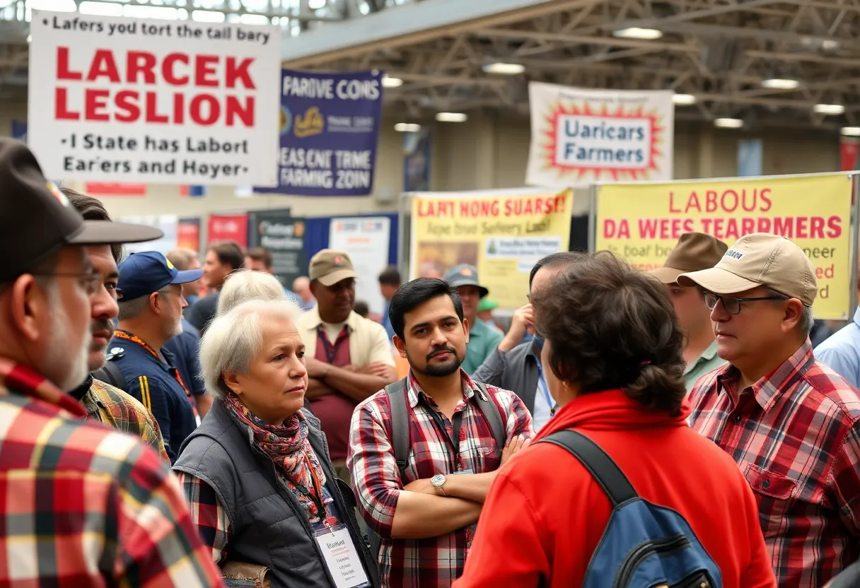 Farmers engaged in discussion about labor shortages at a convention in San Antonio.