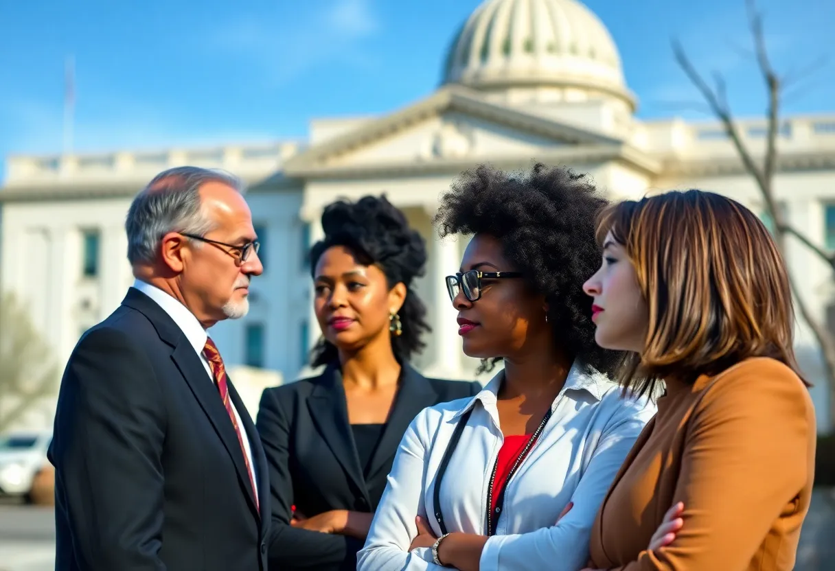 Diverse federal employees engaged in conversation about diversity programs
