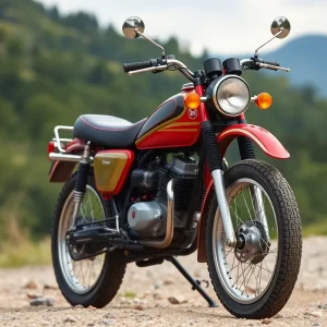 Honda CT Trail 55 motorcycle in the outdoors with a rifle