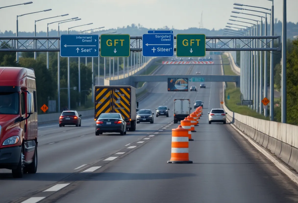 Heavy machinery on Eastbound I-696 under construction