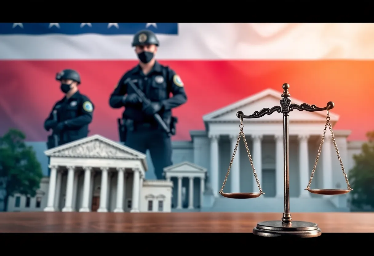 Illustration representing immigration law enforcement and public safety.