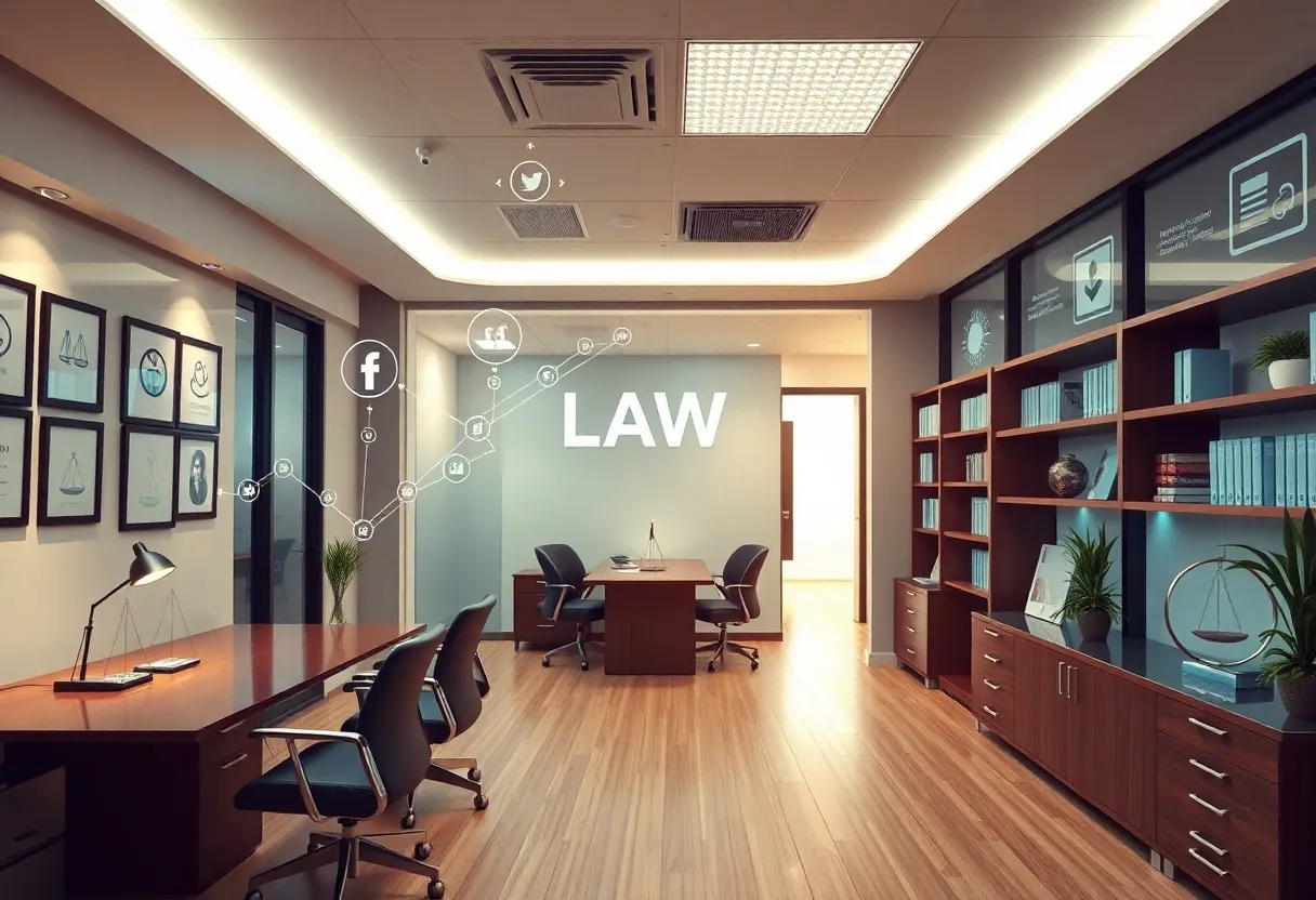 Modern law firm focusing on digital marketing trends for 2025.