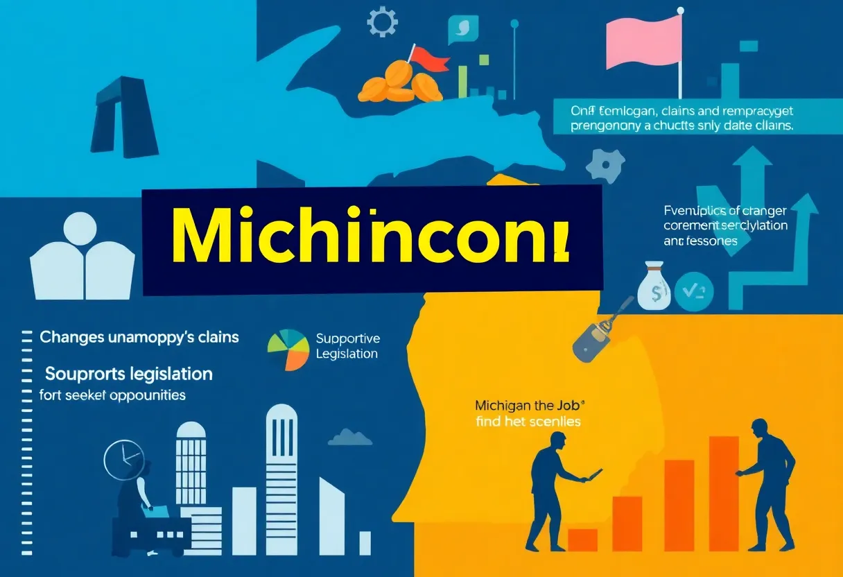Visual representation of Michigan's economy and unemployment support efforts