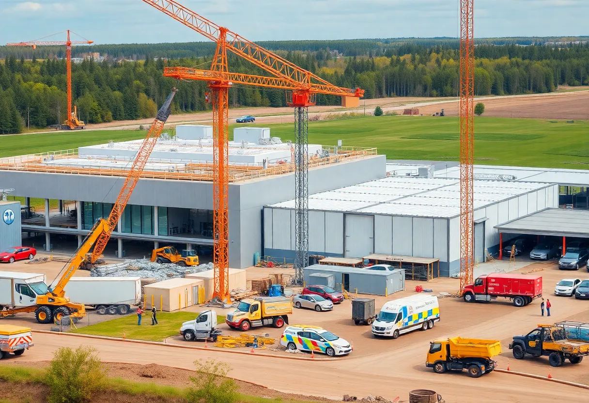 Construction site of an electric vehicle battery plant in Michigan
