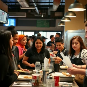 Hospitality workers in a Michigan restaurant