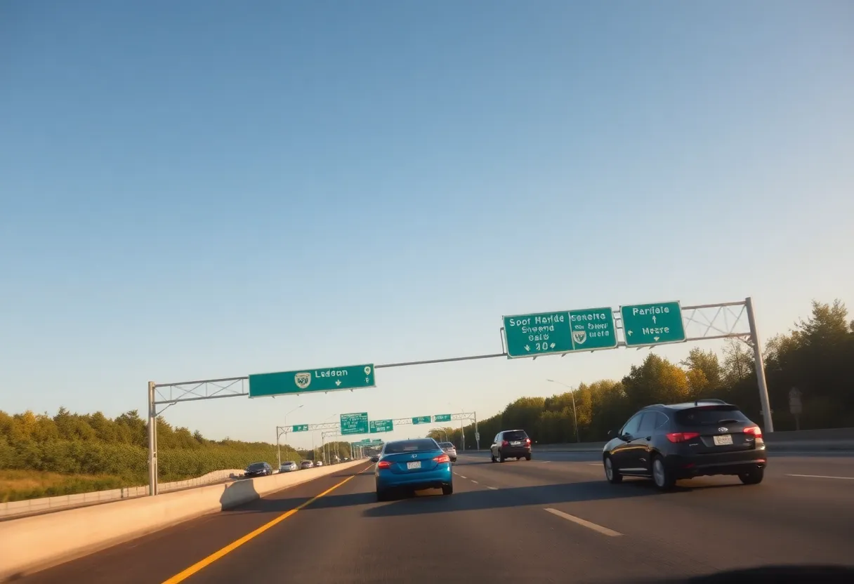 Cars on a beautiful Michigan highway