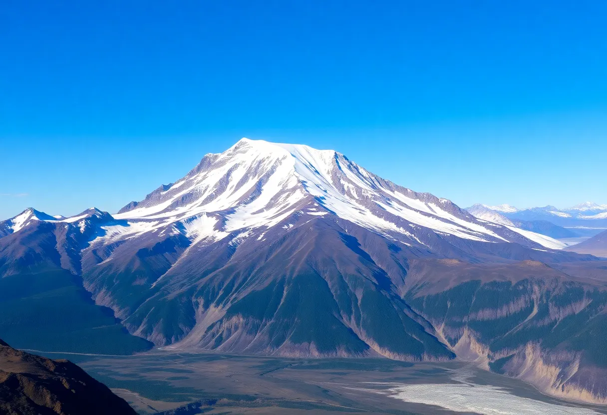 View of Mount McKinley with surrounding Alaskan landscape