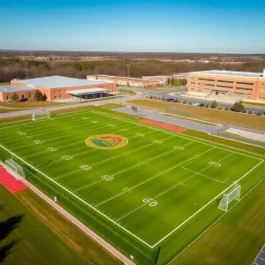 Synthetic turf being installed at Mount Pleasant High School athletic fields
