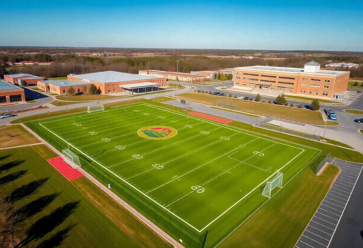 Synthetic turf being installed at Mount Pleasant High School athletic fields