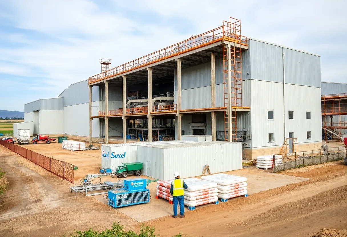 Construction site of a new meat processing facility