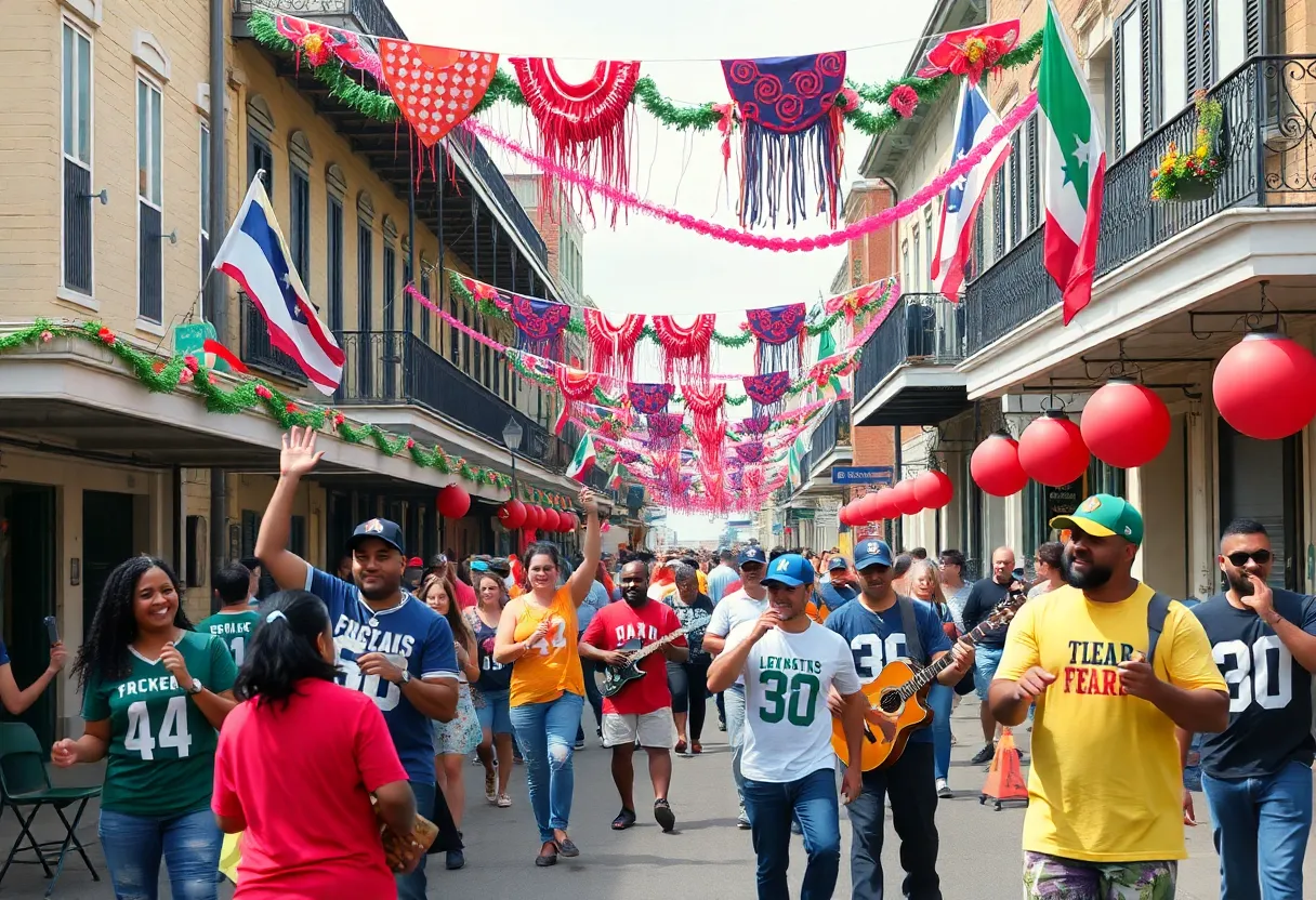 Colorful scene in New Orleans during Super Bowl preparations