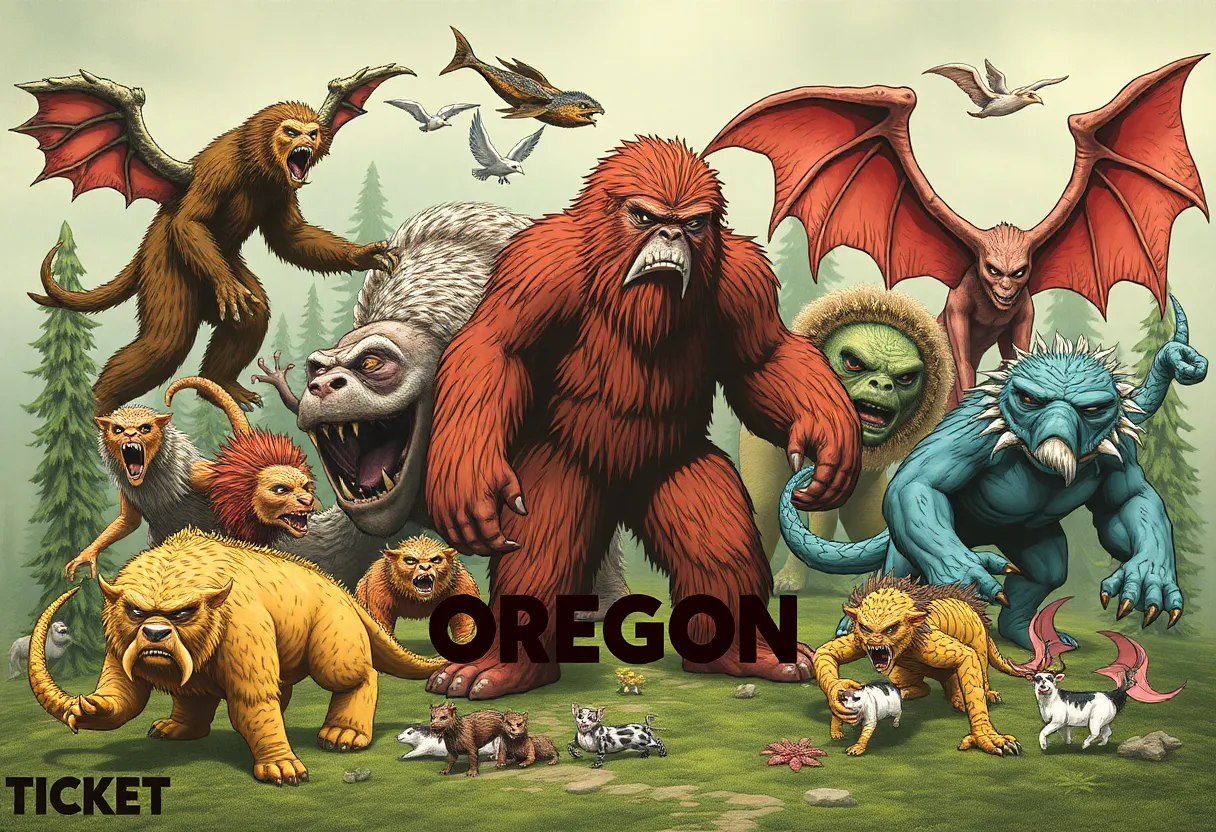Oregon Monsters Scratch-it ticket featuring mythical creatures