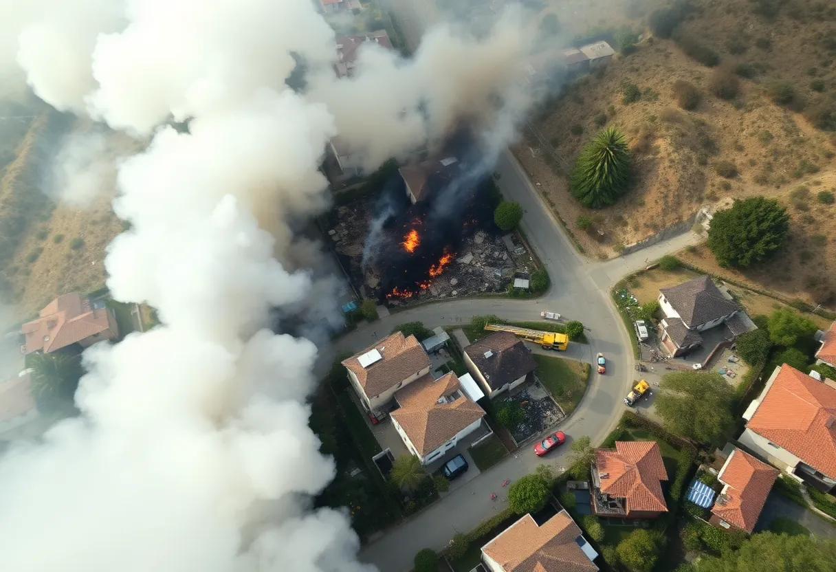 Devastated area in Pacific Palisades after wildfires