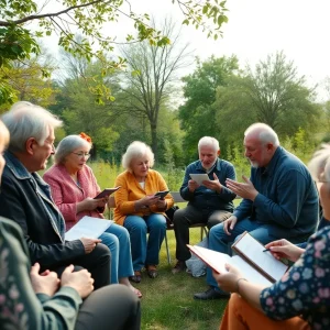 Community gathering in nature to remember Mel Liedel