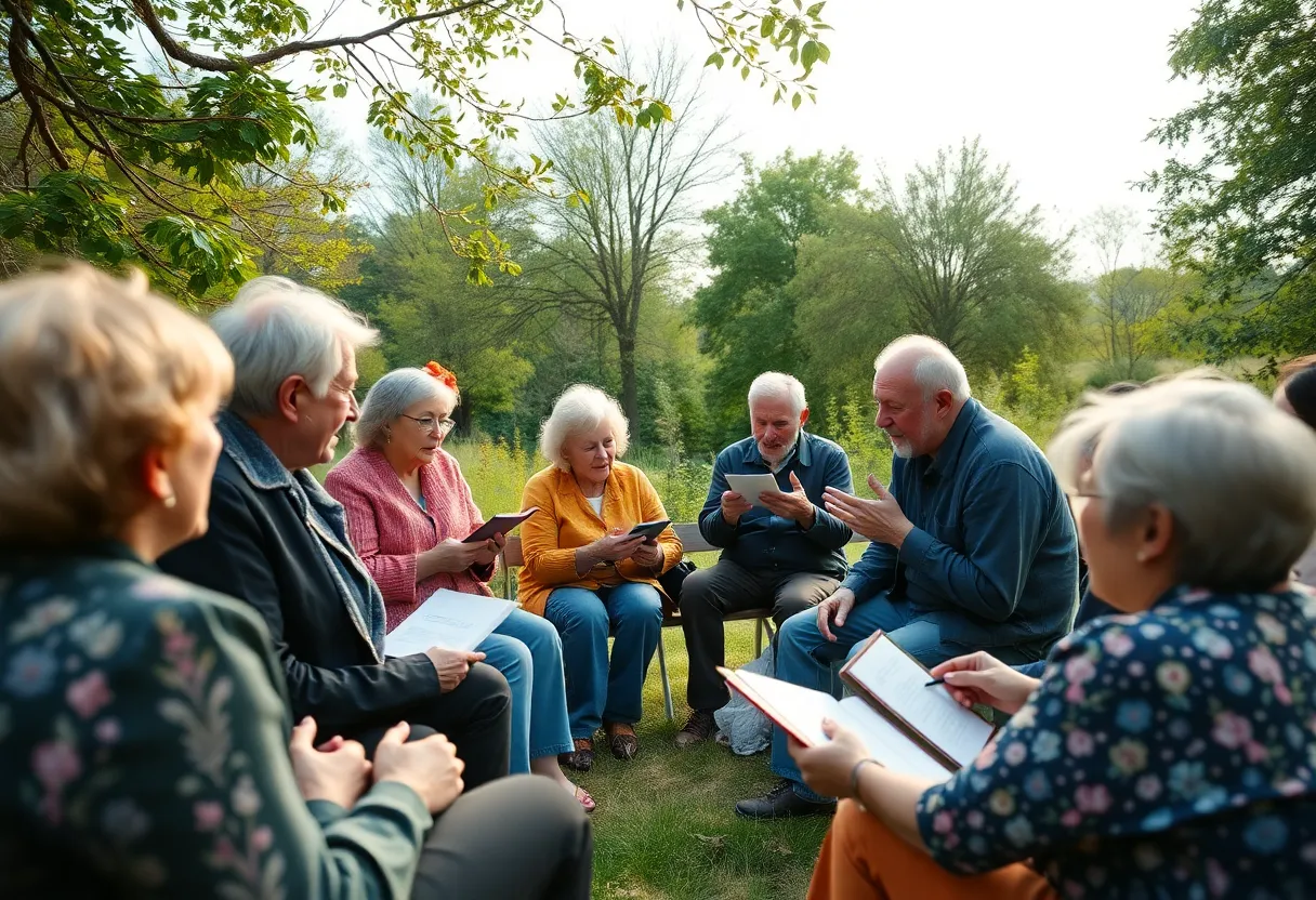 Community gathering in nature to remember Mel Liedel