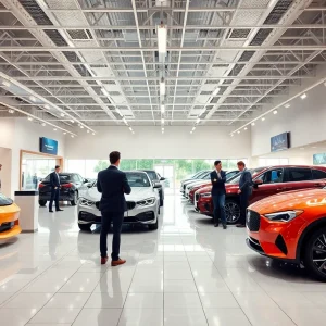 A modern automotive dealership utilizing RylieAI technology