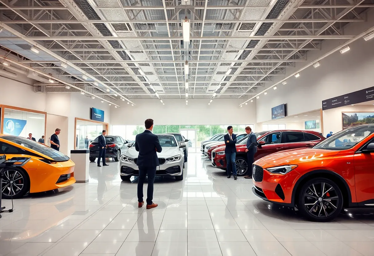A modern automotive dealership utilizing RylieAI technology