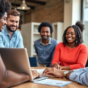 Small business owners participating in an online marketing course.