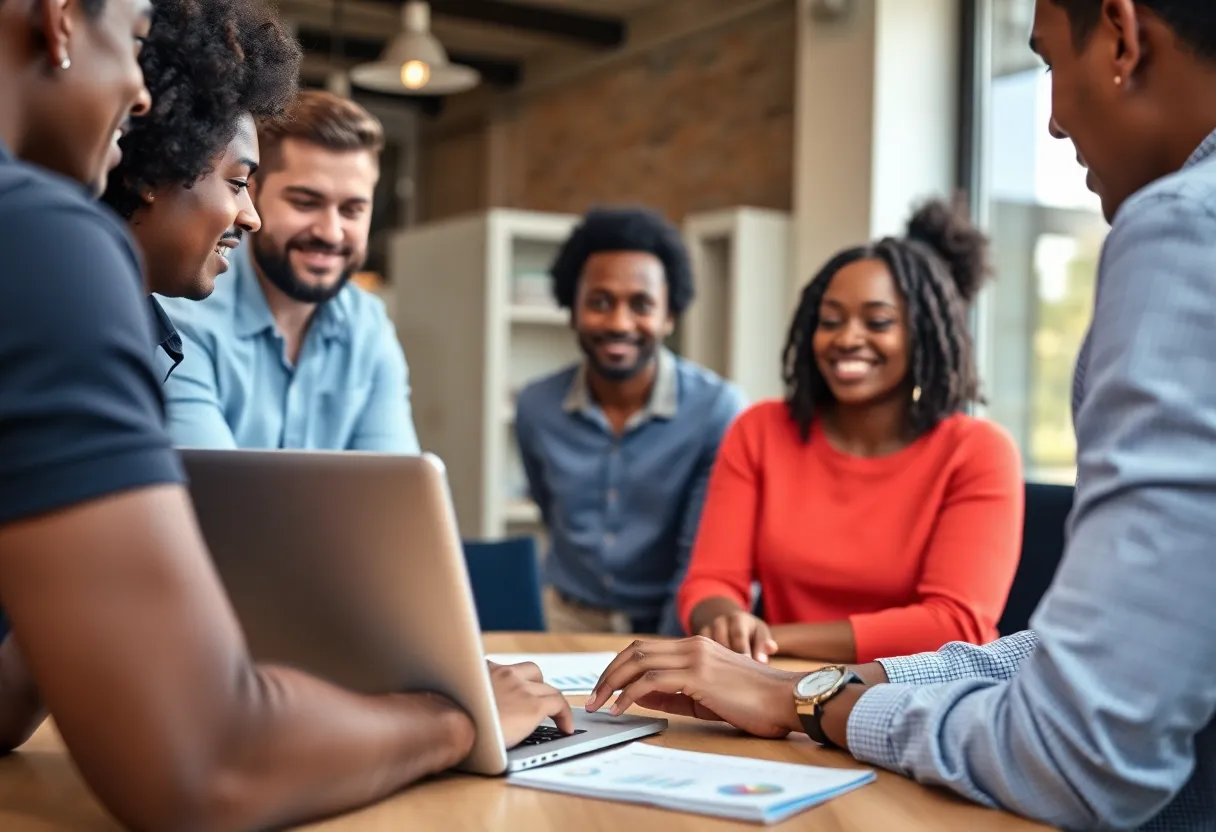 Small business owners participating in an online marketing course.