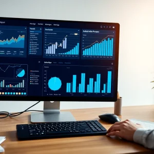 Workspace showcasing social media management tools on a computer screen.