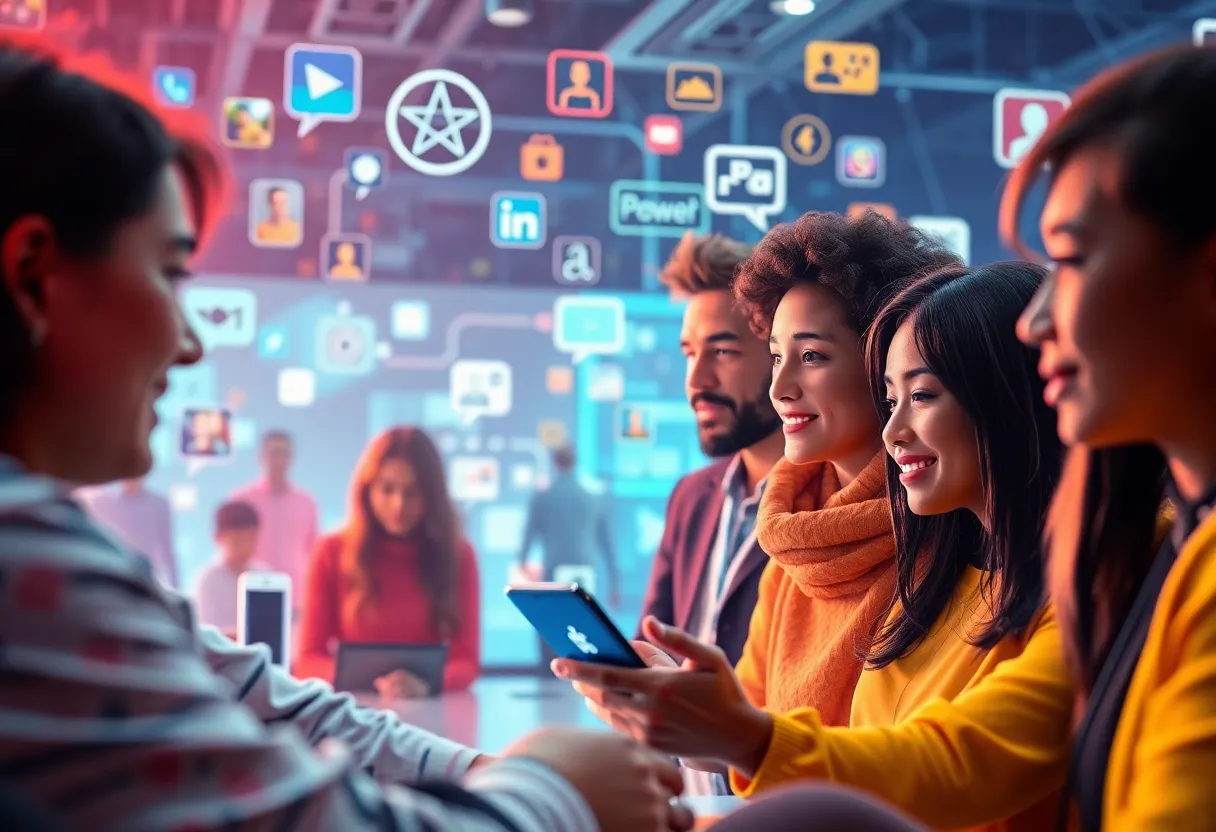 Illustration of social media trends shaping marketing strategies by 2025.