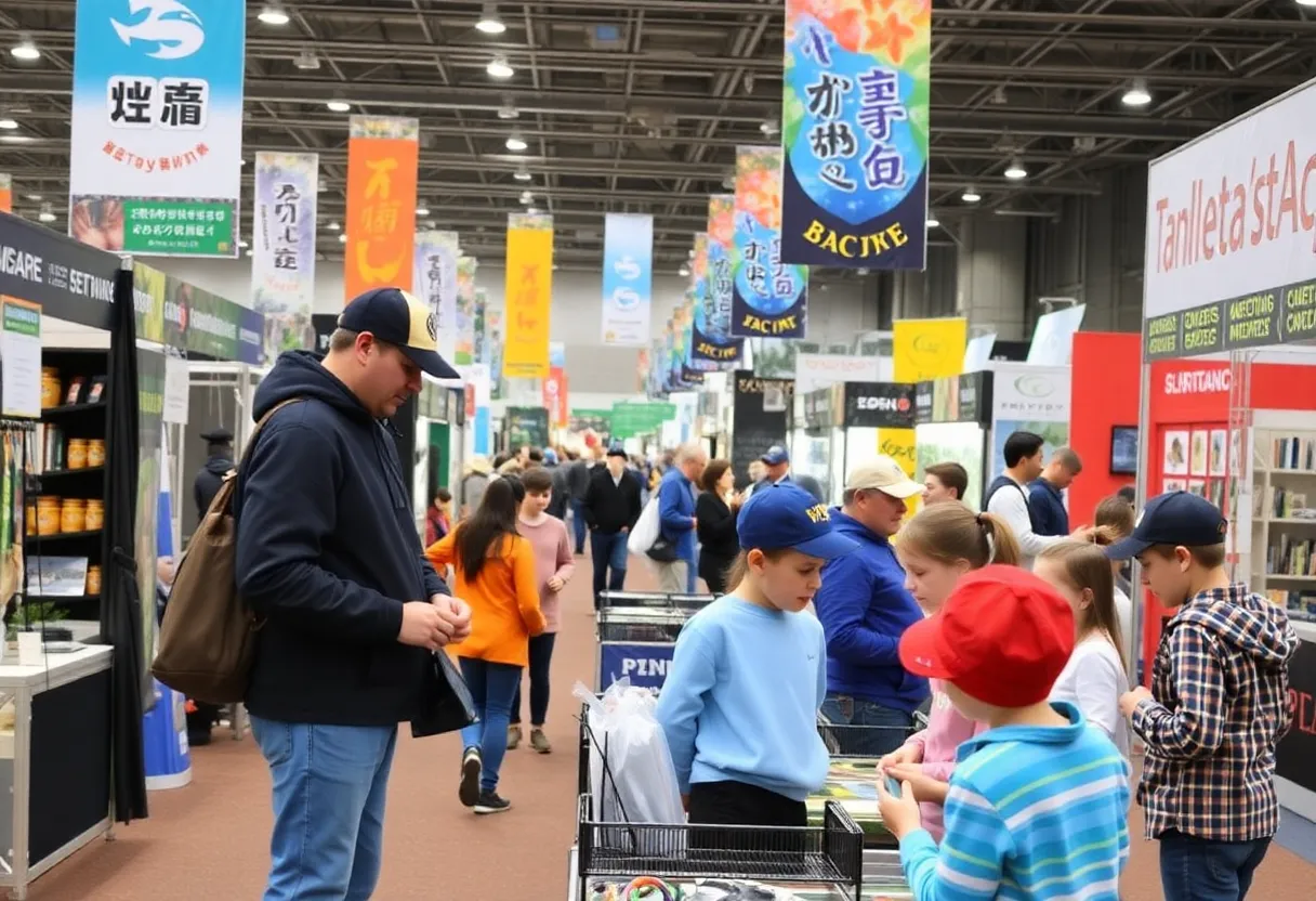 Families enjoying the Ultimate Fishing Show in Novi, MI