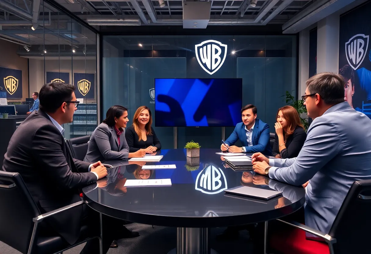 Leadership meeting at Warner Bros. Discovery discussing film unit changes