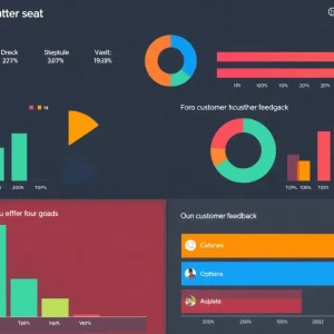 Customer feedback represented by colorful charts and graphs.