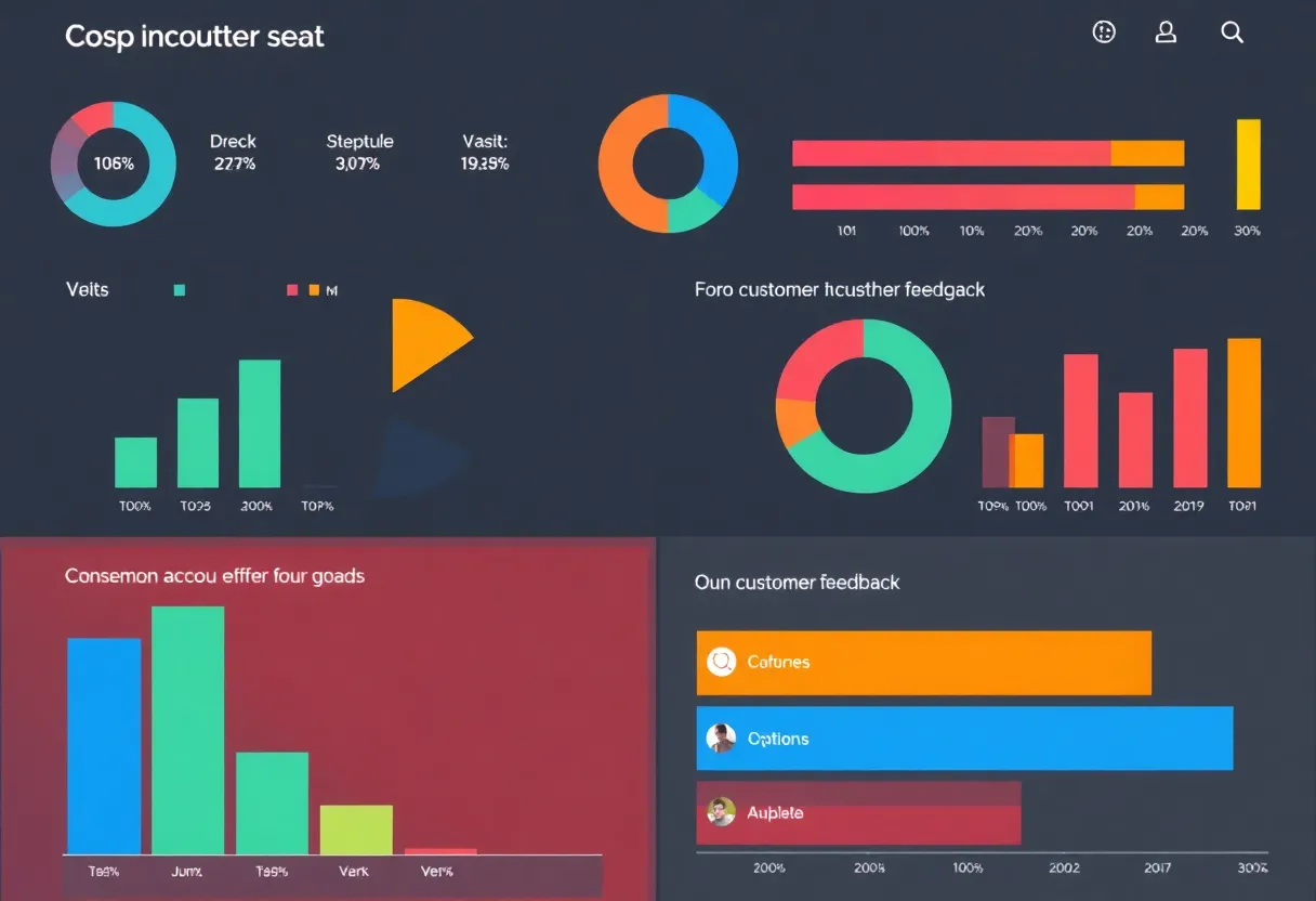 Customer feedback represented by colorful charts and graphs.