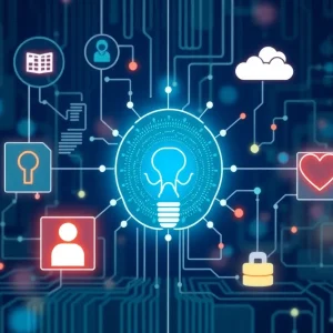 Conceptual image depicting AI solutions for child welfare intake management.