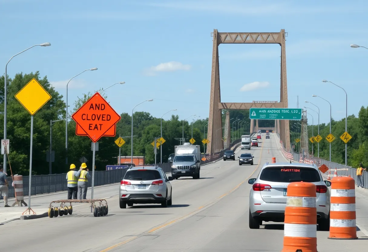 Construction work being done on the East Medical Center Drive bridge in Ann Arbor.