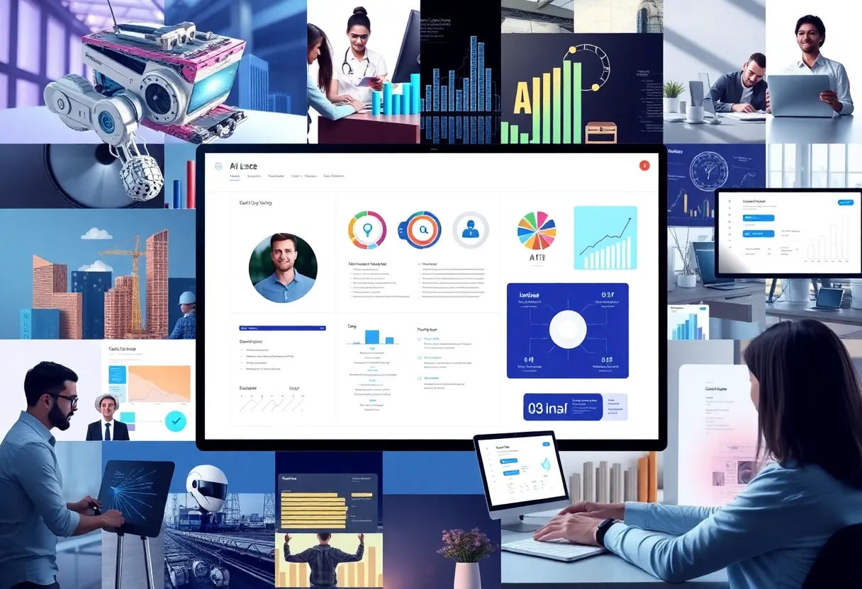 Illustration depicting the growth of case management software market with digital tools and AI integration.