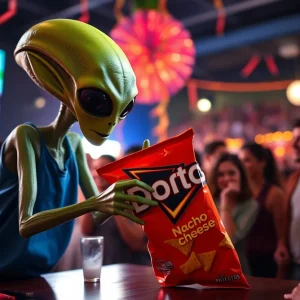 Alien stealing Doritos in Super Bowl commercial